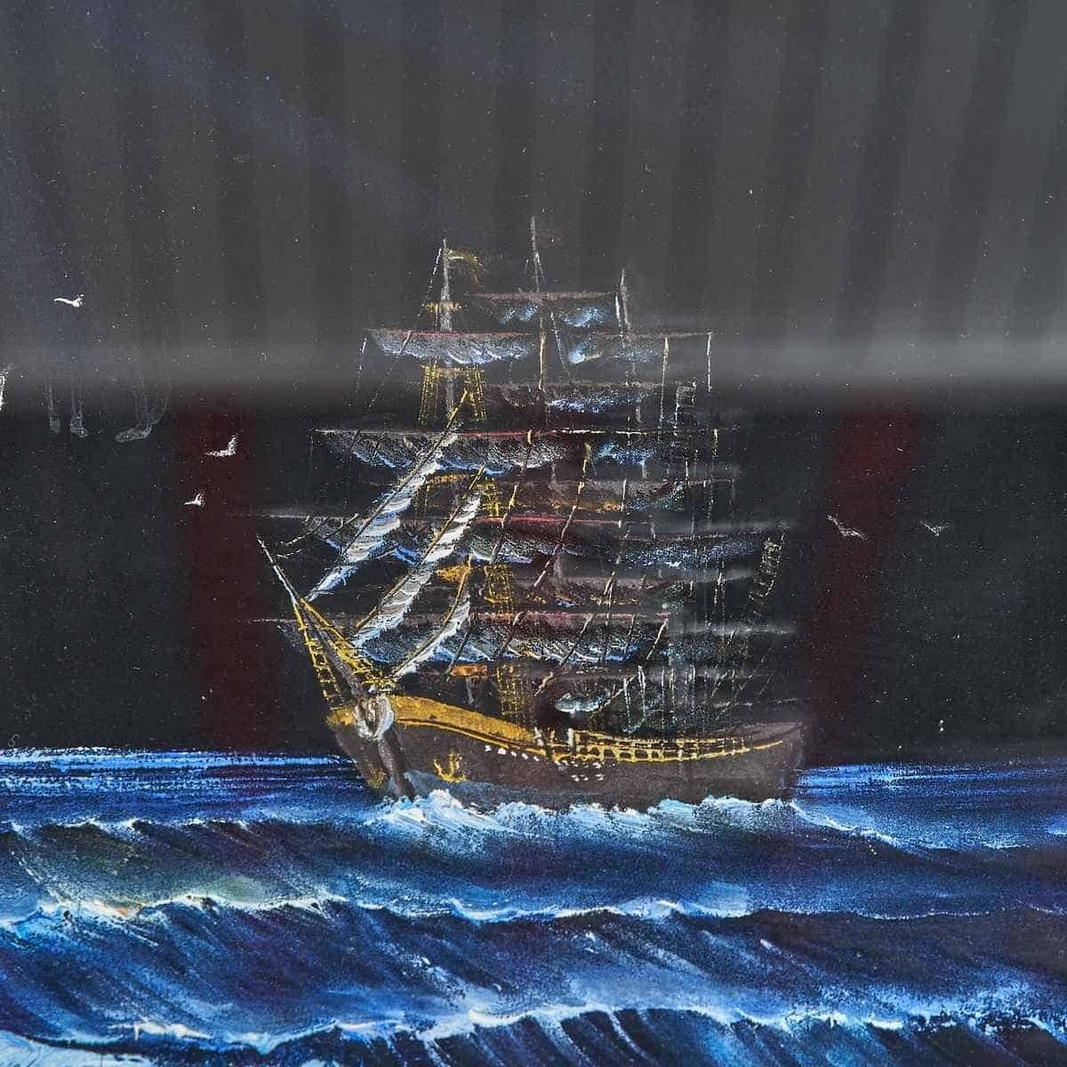 Vintage Painting, Night Sea With Ship photo furniture