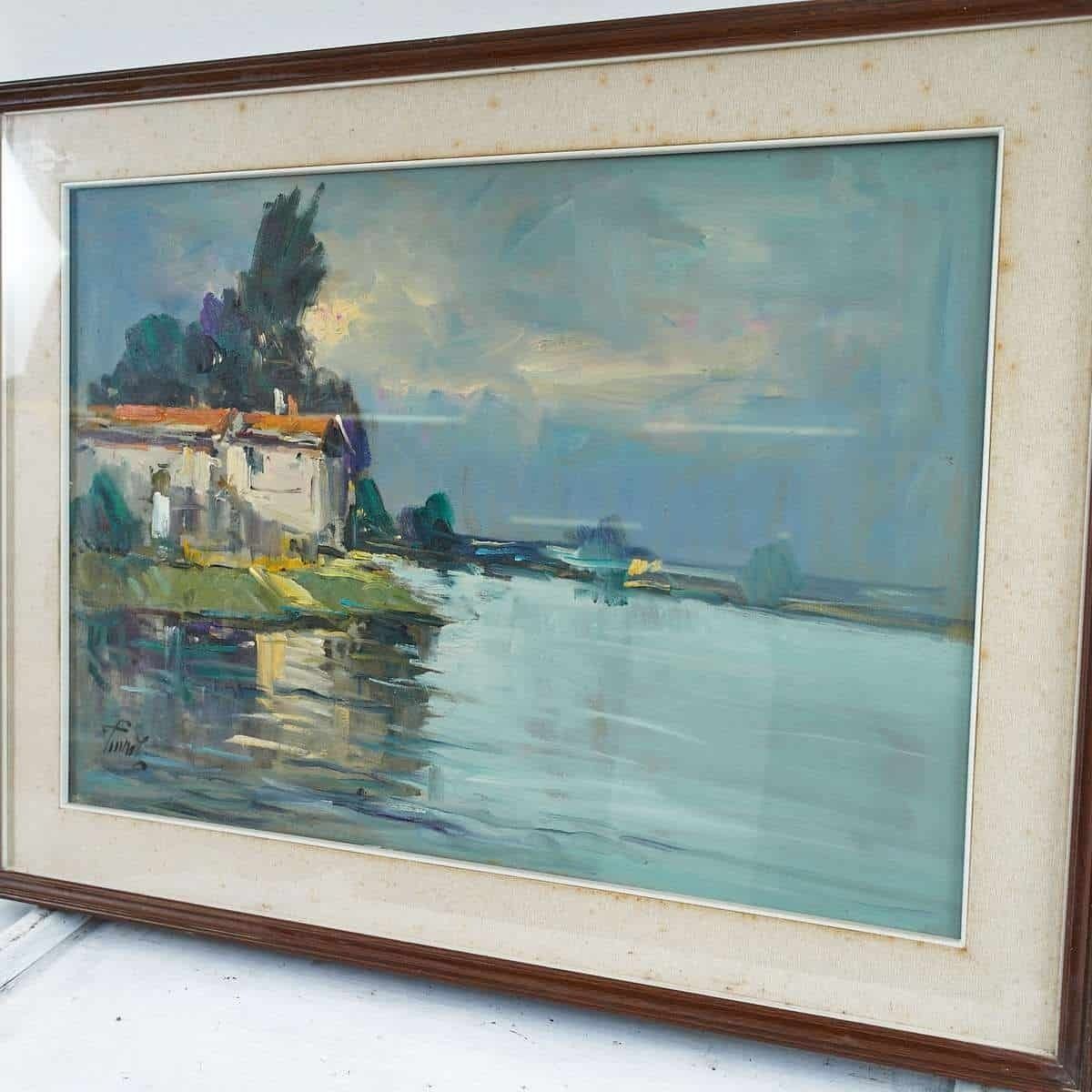 Oil On Canvas Author's Painting With Seascape By Renzo Piccoli, Painter From Ferrara (Italy) photo Art