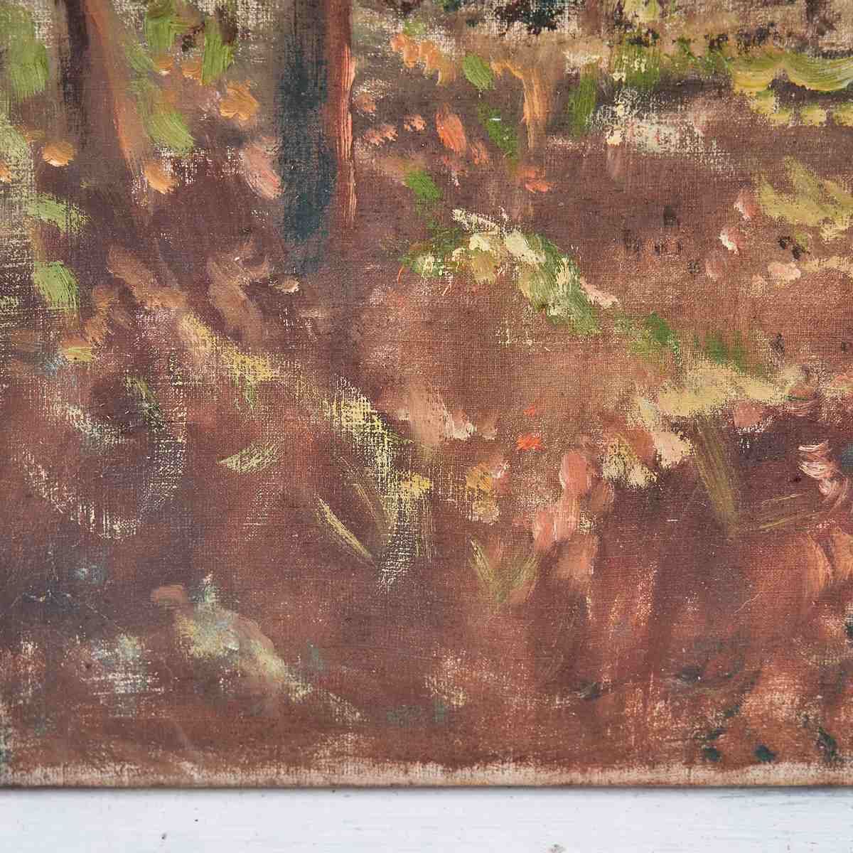 Oil On Canvas Enchanting Landscape With Rural Houses By A. Sgherri, 1970s photo for sale