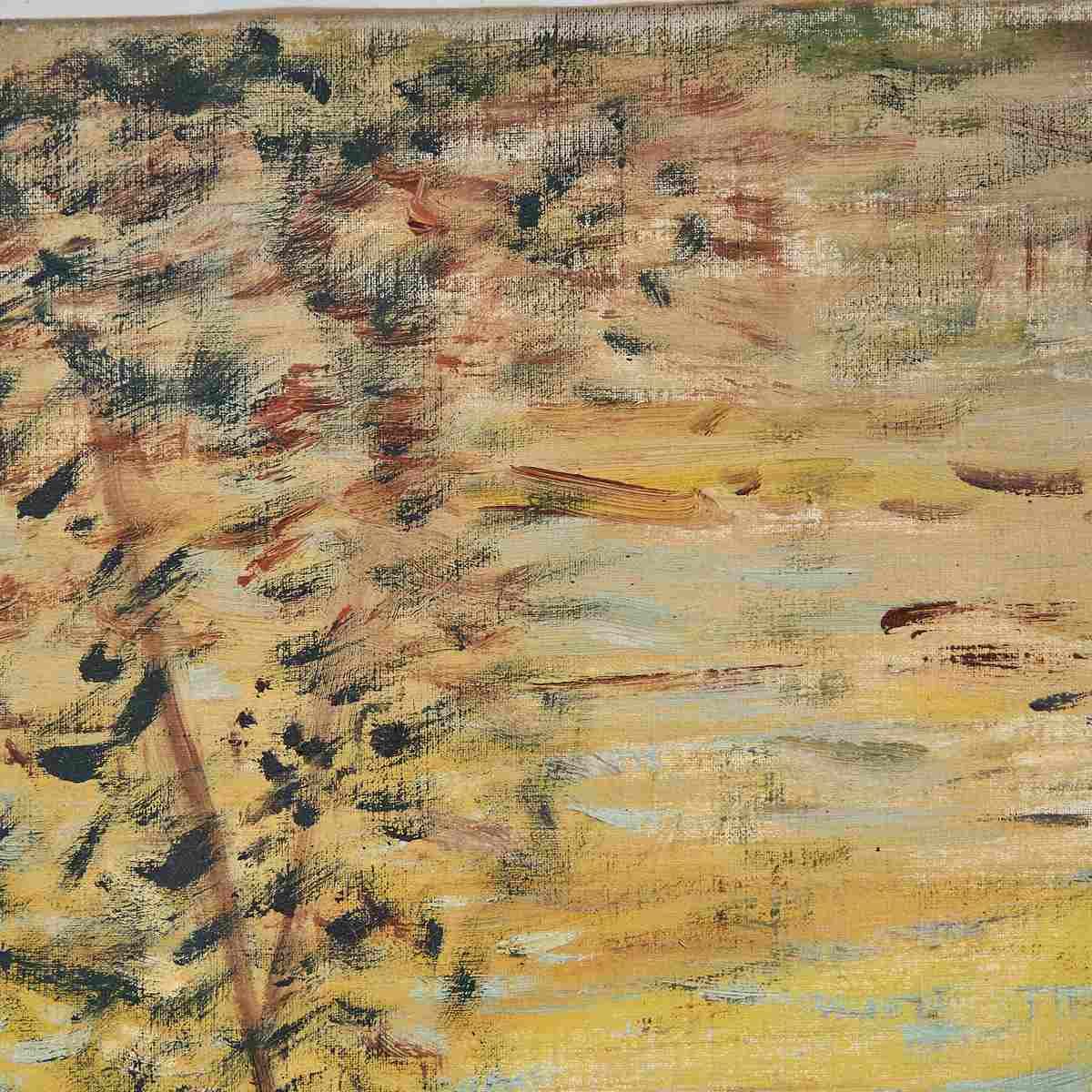 Oil On Canvas Enchanting Landscape With Rural Houses By A. Sgherri, 1970s photo Art