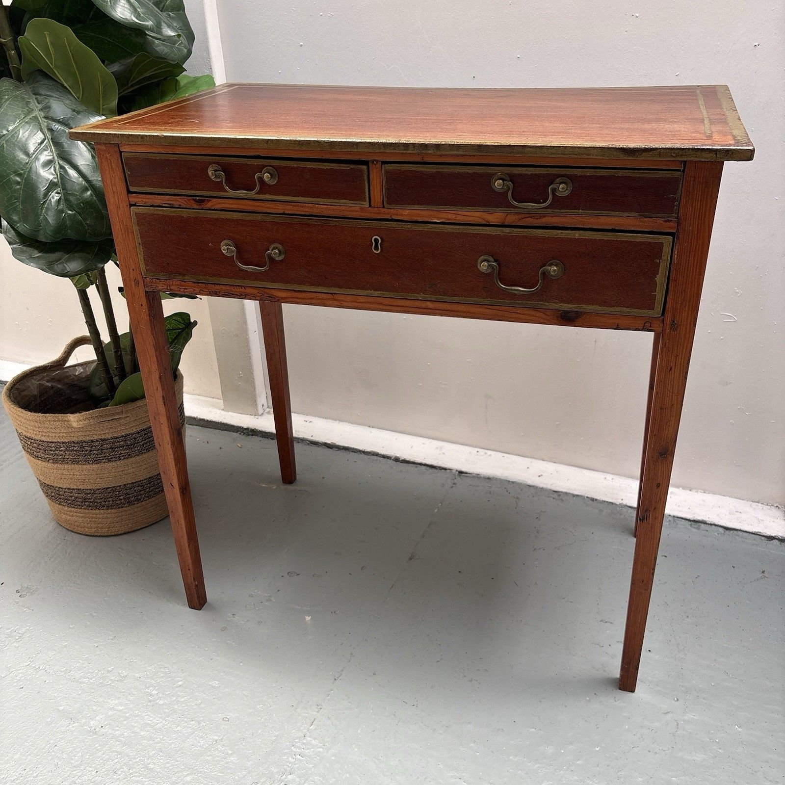 Early 20th Century French Mahogany & Painted Gilt Writing Desk Side Table photo furniture