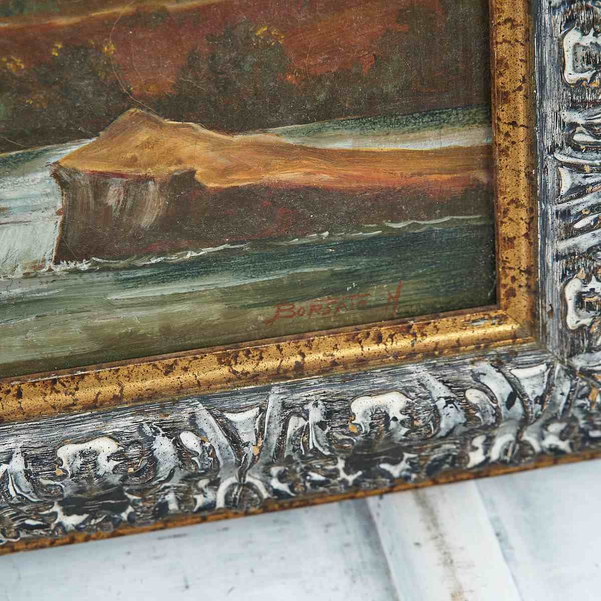 Oil On Canvas Enchanting Vintage Landscape Painting By Borsato N., 1940s photo furniture