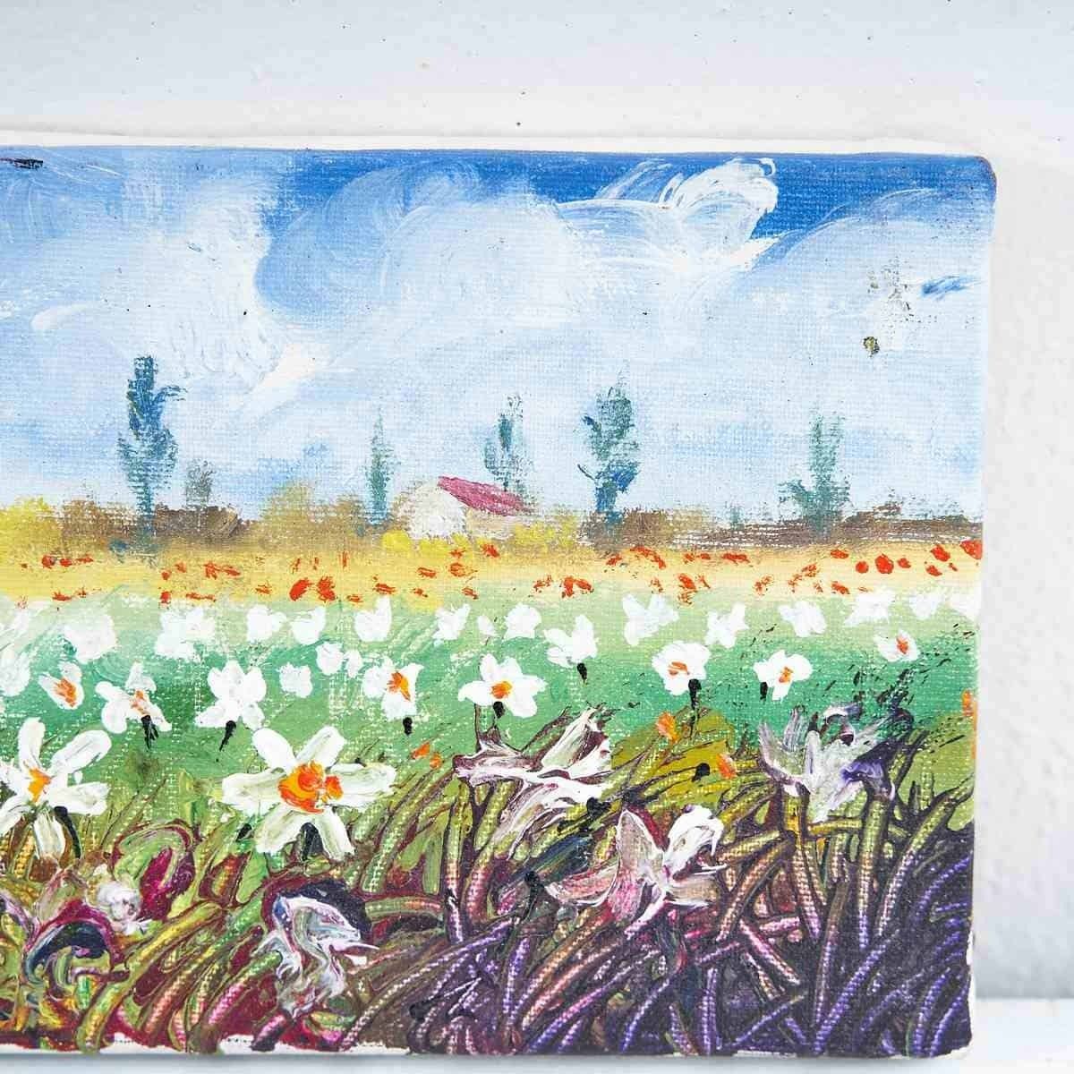 Oil On Vintage Canvas, Field Of Flowers photo furniture