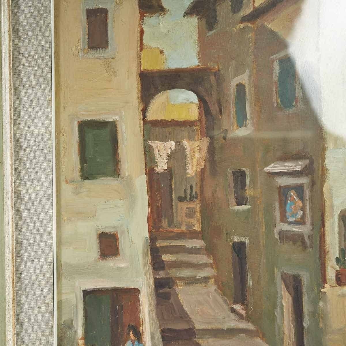 Oil On Panel Historical Fresco In Elegant Frame By Rossi 1971 photo Art
