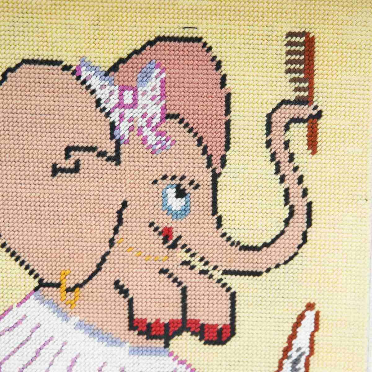 Cross Stitch Picture Of A Delightful Dancing Elephant In Cross Stitch photo furniture