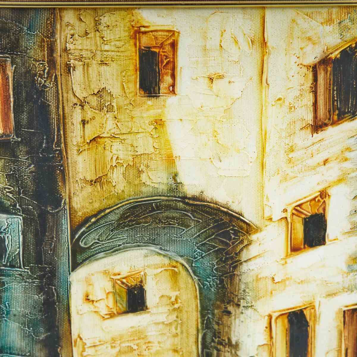 Enchanting Oil Painting On Canvas, Vintage Urban Landscape photo for sale