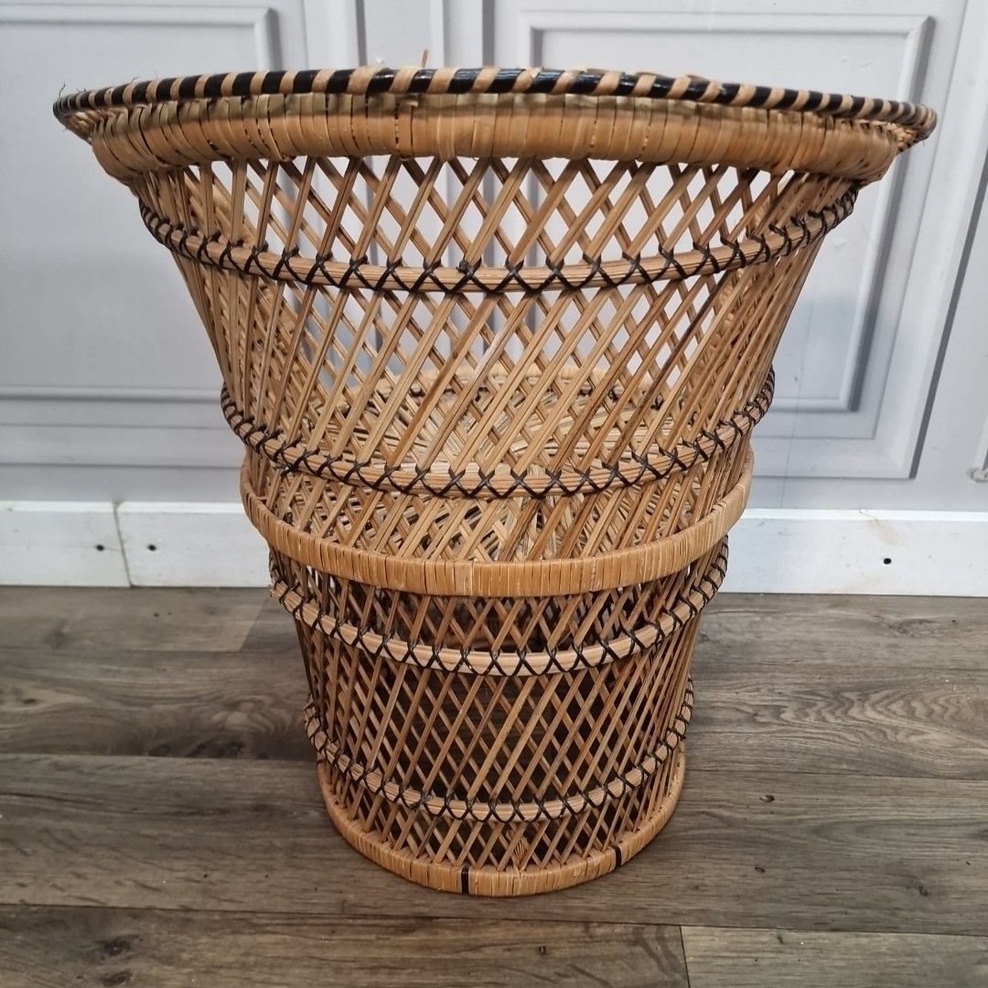 Retro Vintage Childs Small Rattan Bamboo Tub Chair Mid Century Seat Boho Tiki photo 60.0