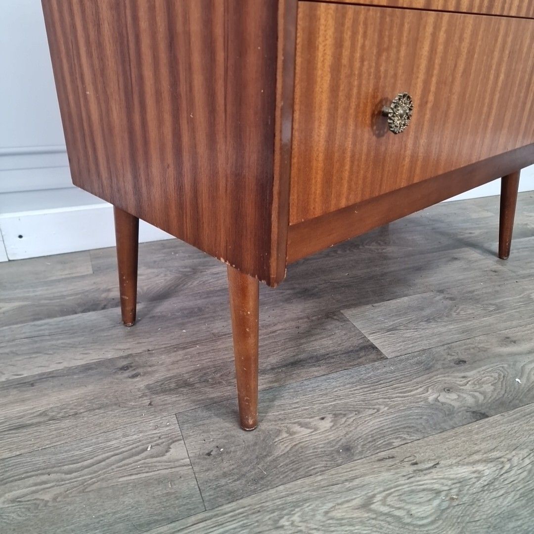 Vintage Retro Mid Century Chest Of 3 Drawers Commode Atomic Legs Teak Scandi photo furniture