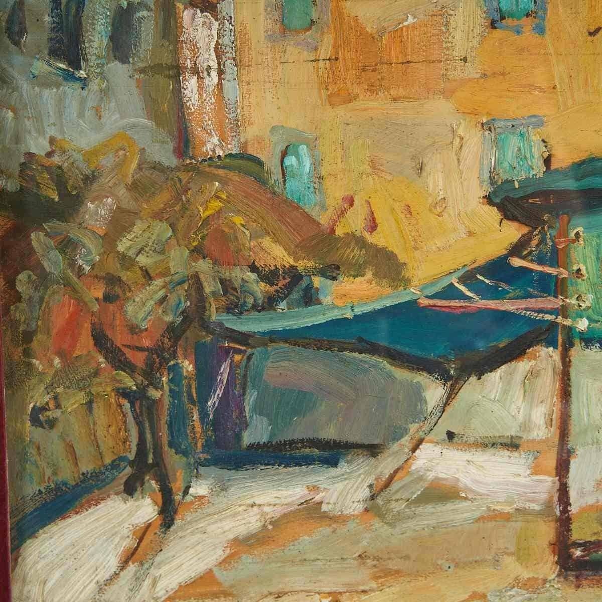 Oil On Panel The Essence Of An Open Air Market, 1960s photo Art