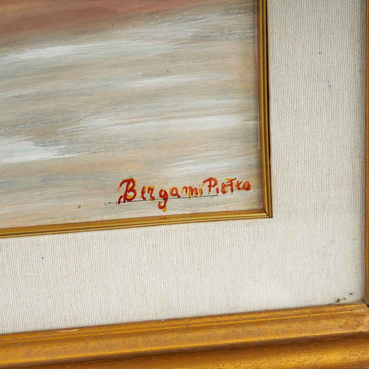 Oil On Vintage Panel: Three Bridges Of Comacchio By Pietro Bergami photo 307.0