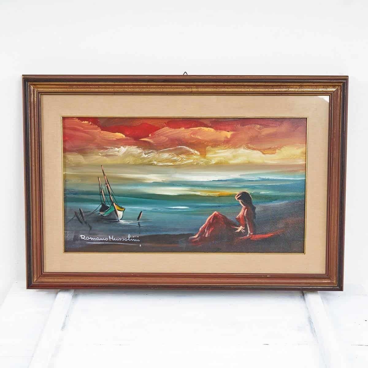 Oil On Canvas Enchanting Painting By Romano Mussolini