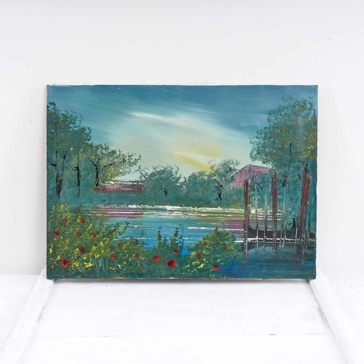 Oil On Canvas Landscape, Unidentified Signature