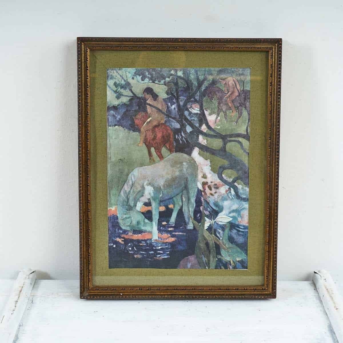 Enchanting Print Of Gauguin's Horses And Nature Painting Vintage