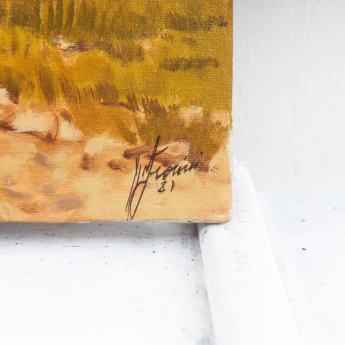 Oil On Canvas Rural Landscape By Unidentified Artist, 1980s photo furniture
