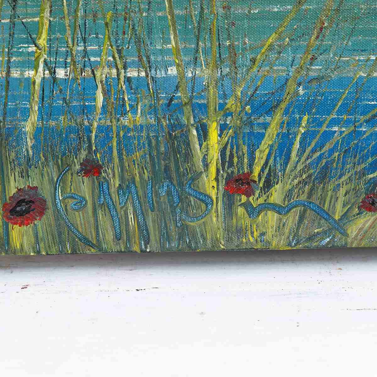Oil On Canvas Landscape, Unidentified Signature photo furniture