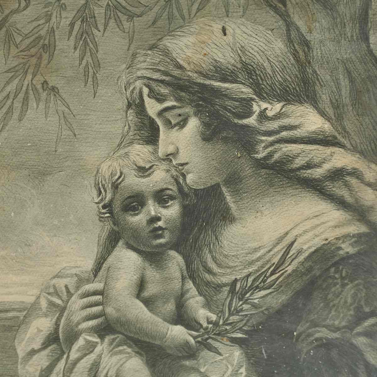 Print Image Of Great Emotional Intensity Of Madonna Della Pace. photo for sale