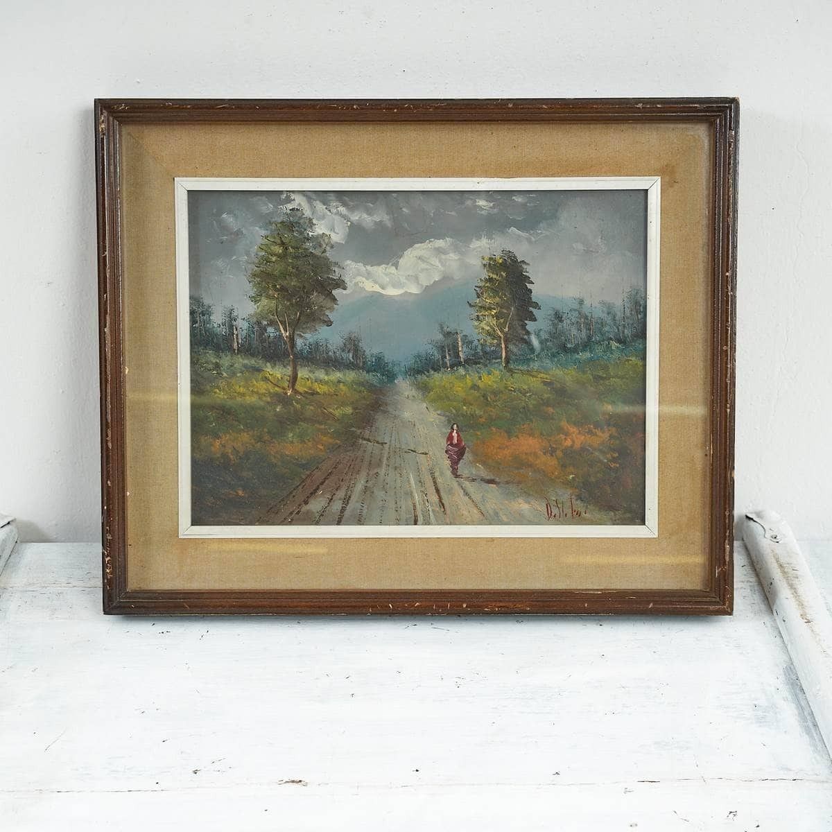 Oil On Table Landscape Of Unidentified Signature, 1970s.