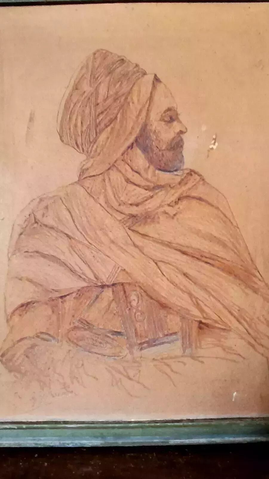 Ancient Drawing In Pencil Signed Gb Mascari Orientalist photo for sale