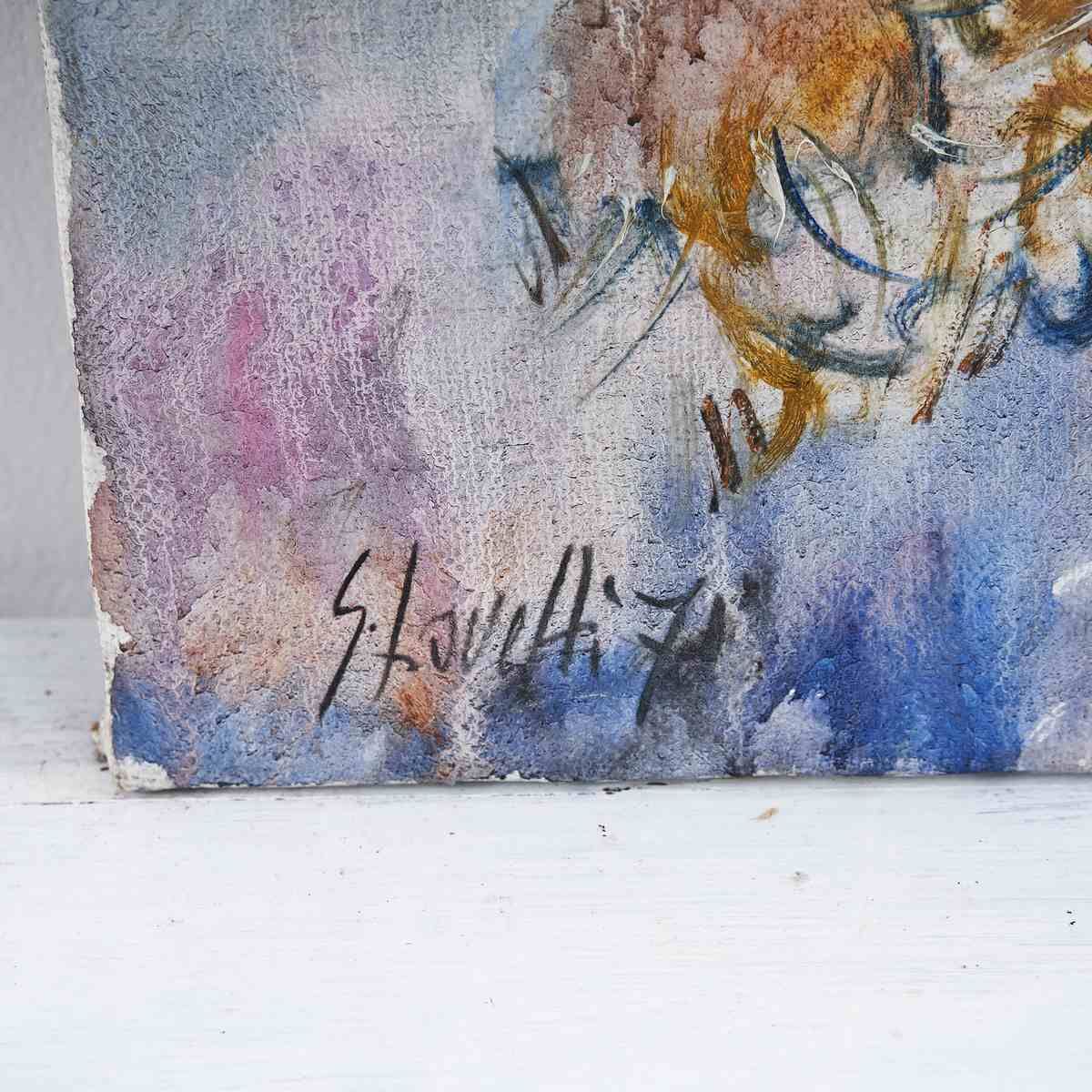 Oil On Canvas Elegant Floral Artwork By Giovanni Lovetti, Painter From Ferrara. photo furniture