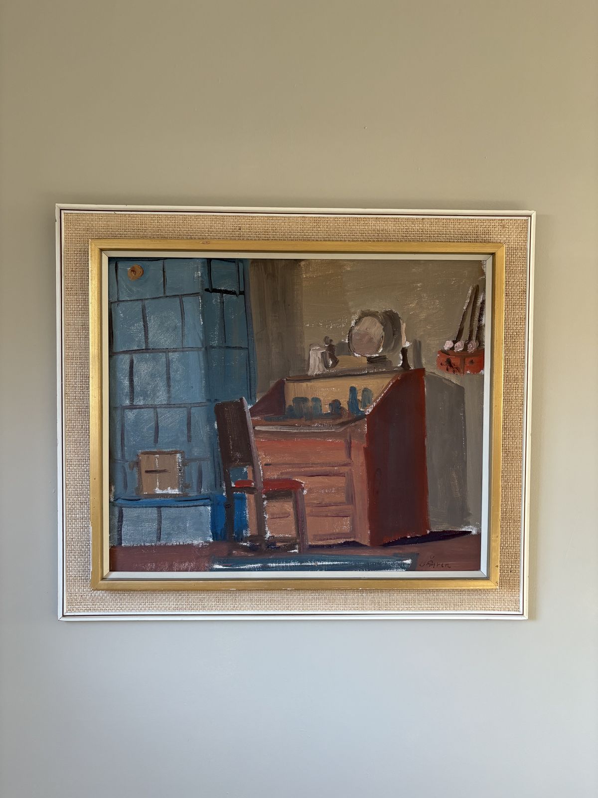 Large Bengt Agren 20th Century Framed Oil On Canvas photo vintage