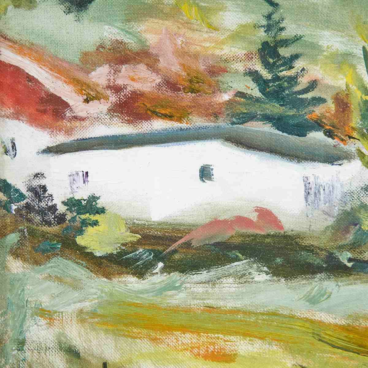 Oil On Canvas Colorful Tuscan Landscape In Oil On Canvas, 1980s photo Art