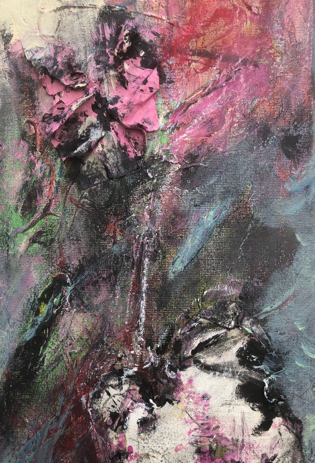 Nerea Caos, figure féminine nue expressionniste verticale, peinture à l'huile espagnole contemporaine abstraite, 2023 photo furniture