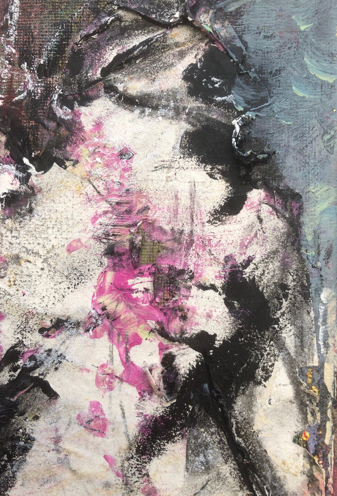 Nerea Caos, figure féminine nue expressionniste verticale, peinture à l'huile espagnole contemporaine abstraite, 2023 photo 400.0