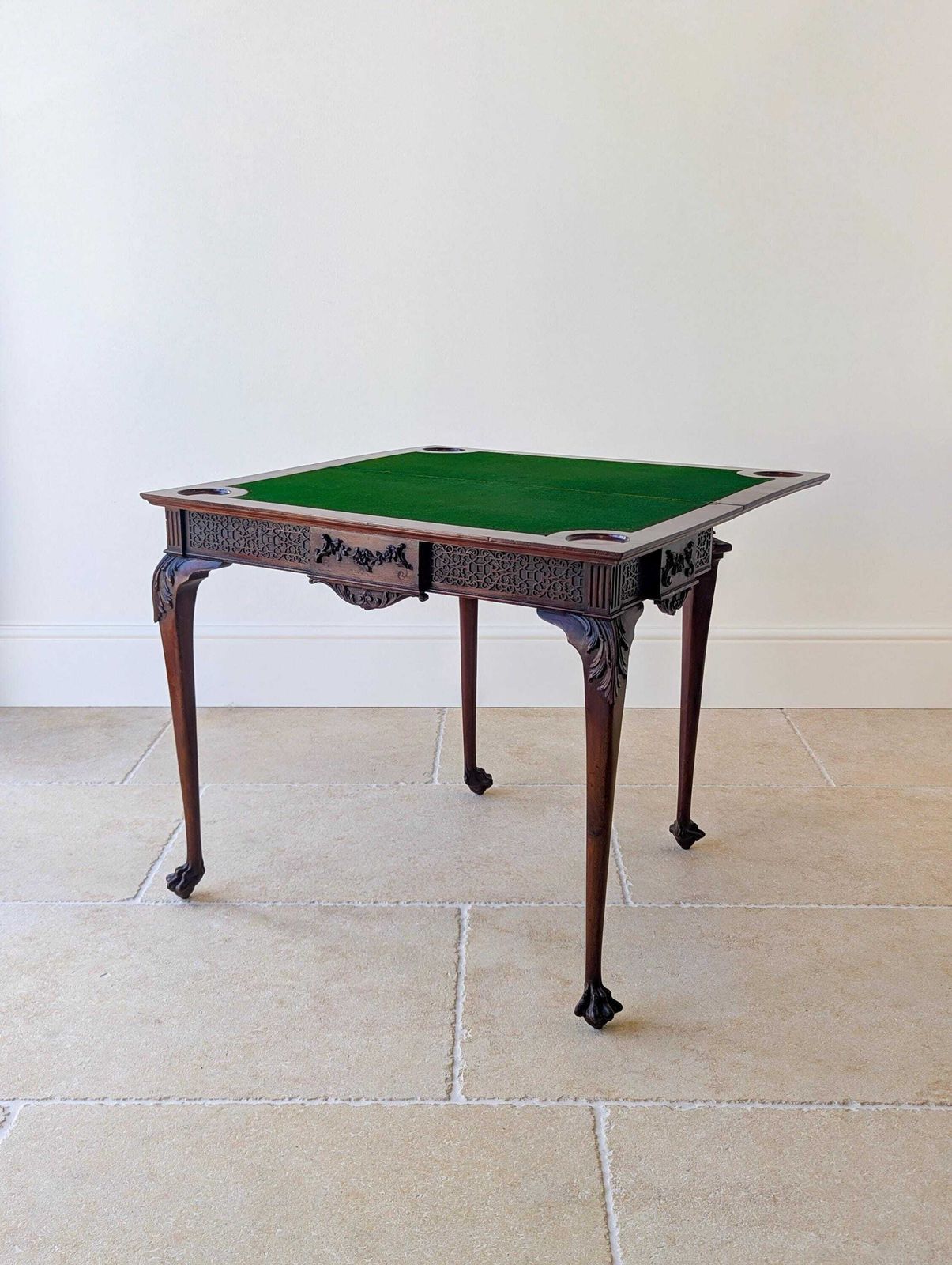 Furniture Antique Edwardian Mahogany Fold Over Card Table C.1900 photo