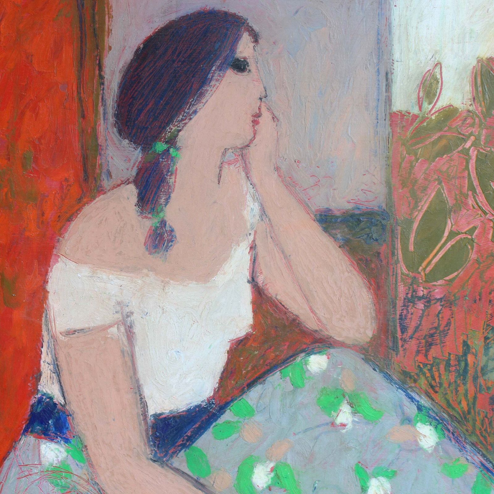 'Portrait Of A Pensive Woman' By Michel Sarazin (Circa 2000) photo 1560.0