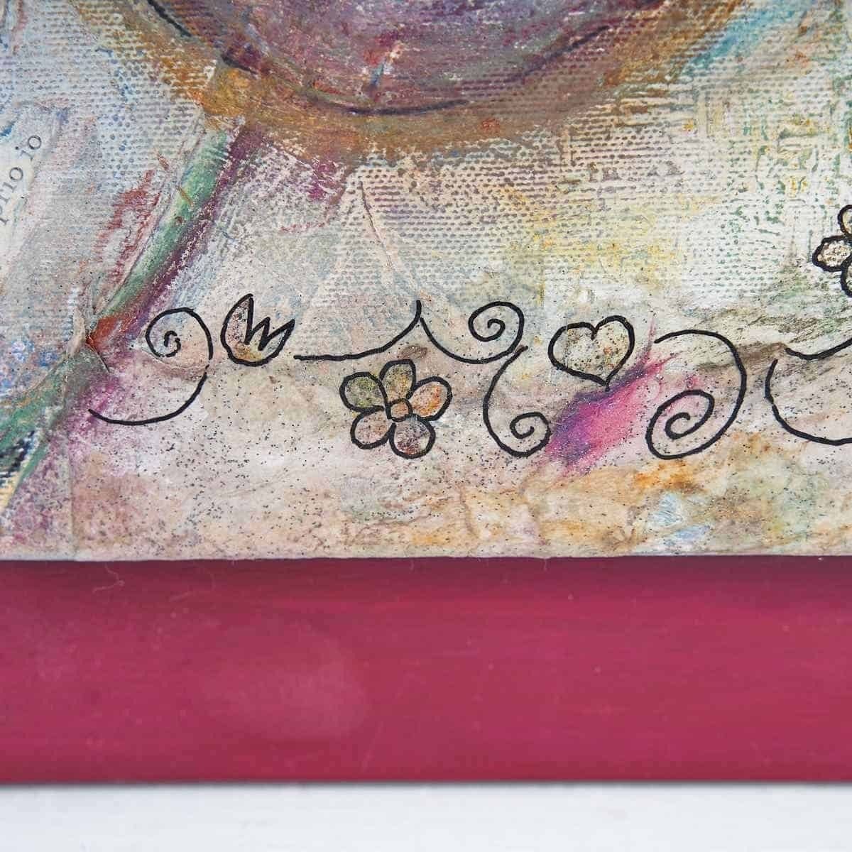 Mixed Media Flowers Hand Painted On Canvas Elegant Work Of Art photo furniture
