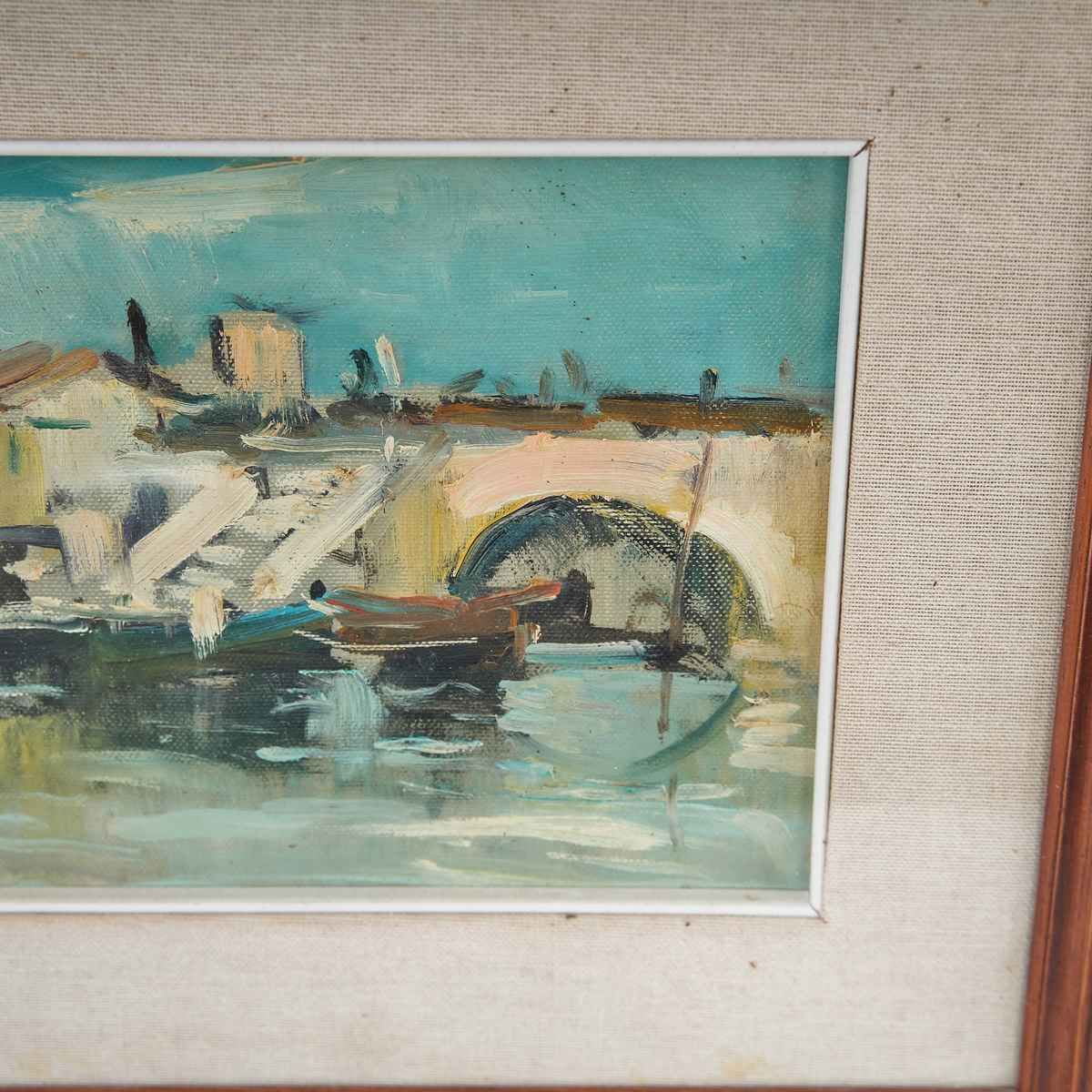 Oil Painting On Canvas, Vintage Style Landscape Aquarium, 1980s photo 241.0
