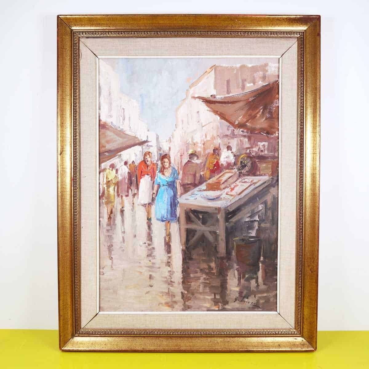 Extraordinary Painting On Canvas Of Market Life, Attributed To Giovanni Pisani