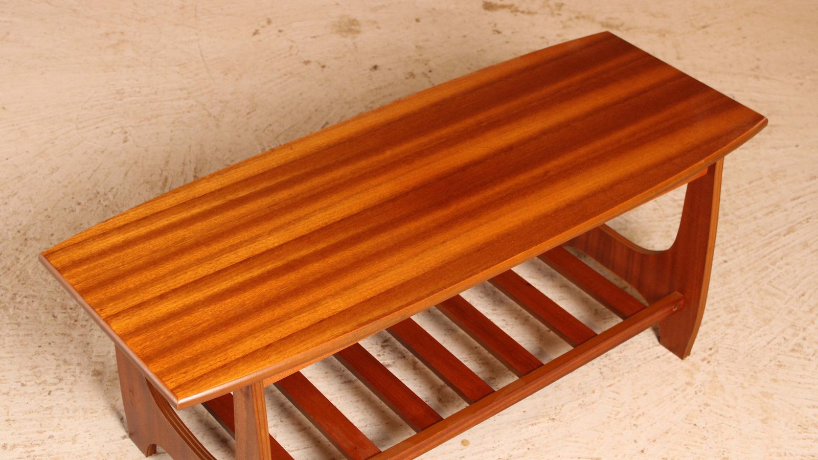 Mid Century Mahogany Coffee Table With A Magazine Rack, Circa 1960s photo vinterior