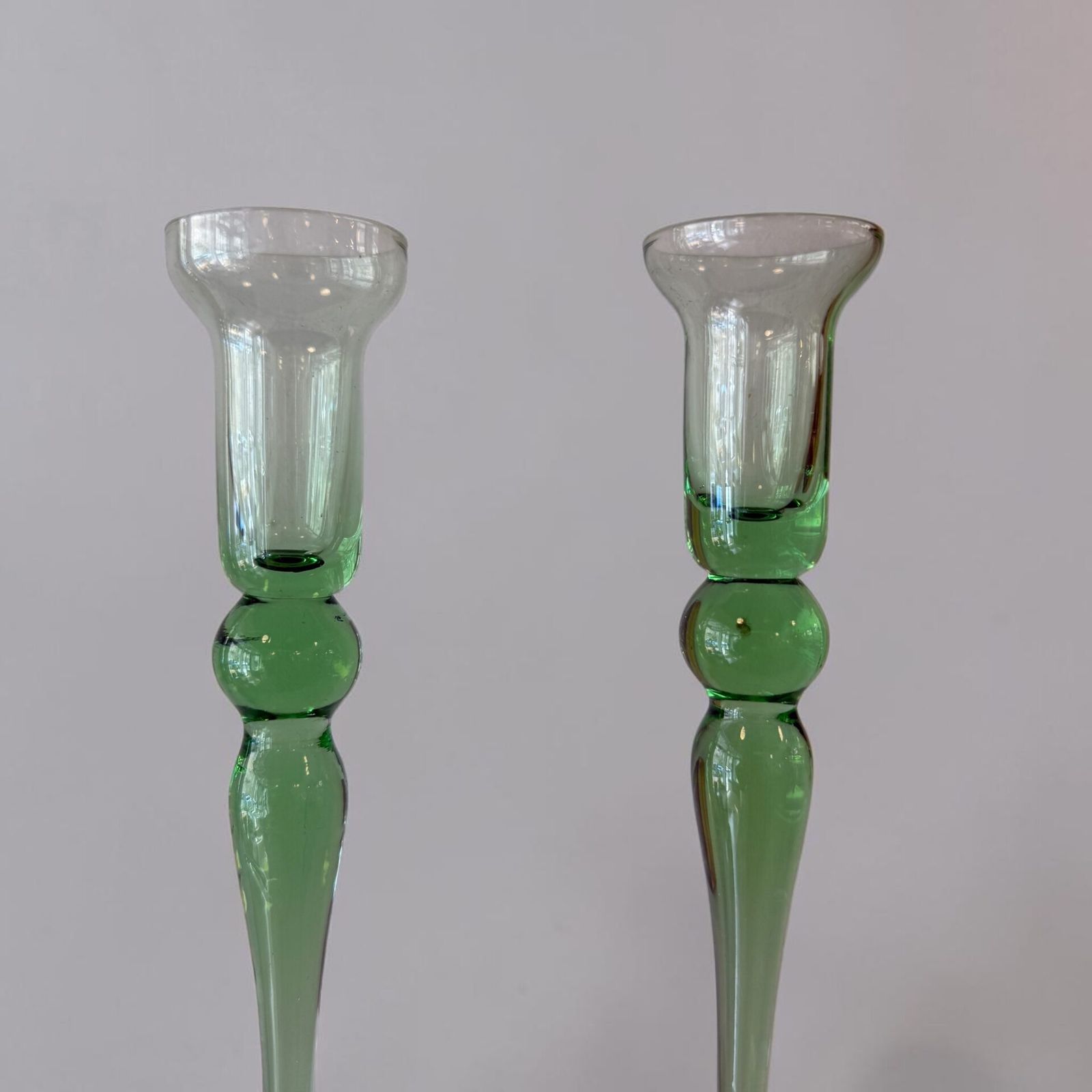 Pair Of Vintage Art Glass Candlesticks Circa 1970 photo furniture