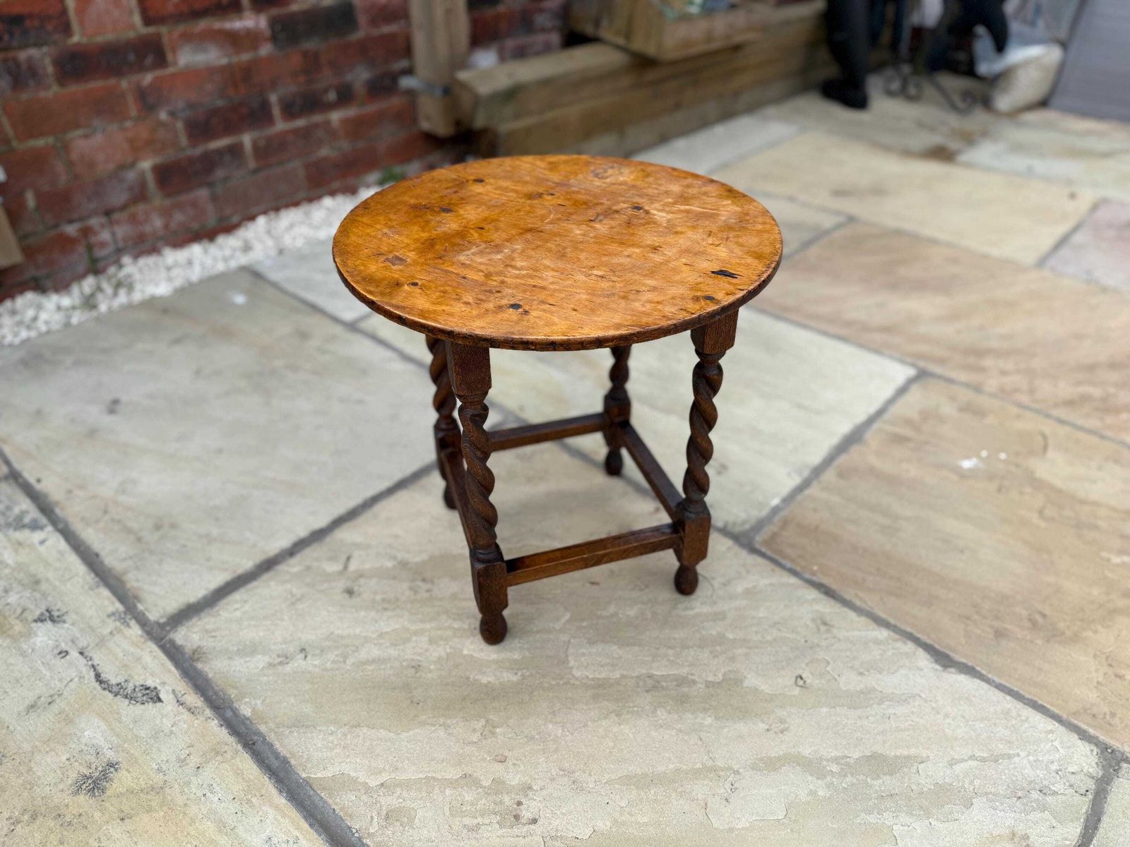 Antique Side Table With Barley Twist Legs. Victorian Oak Occasional Table photo furniture