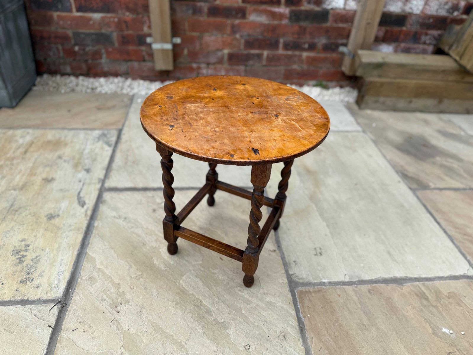 Antique Side Table With Barley Twist Legs. Victorian Oak Occasional Table photo Furniture