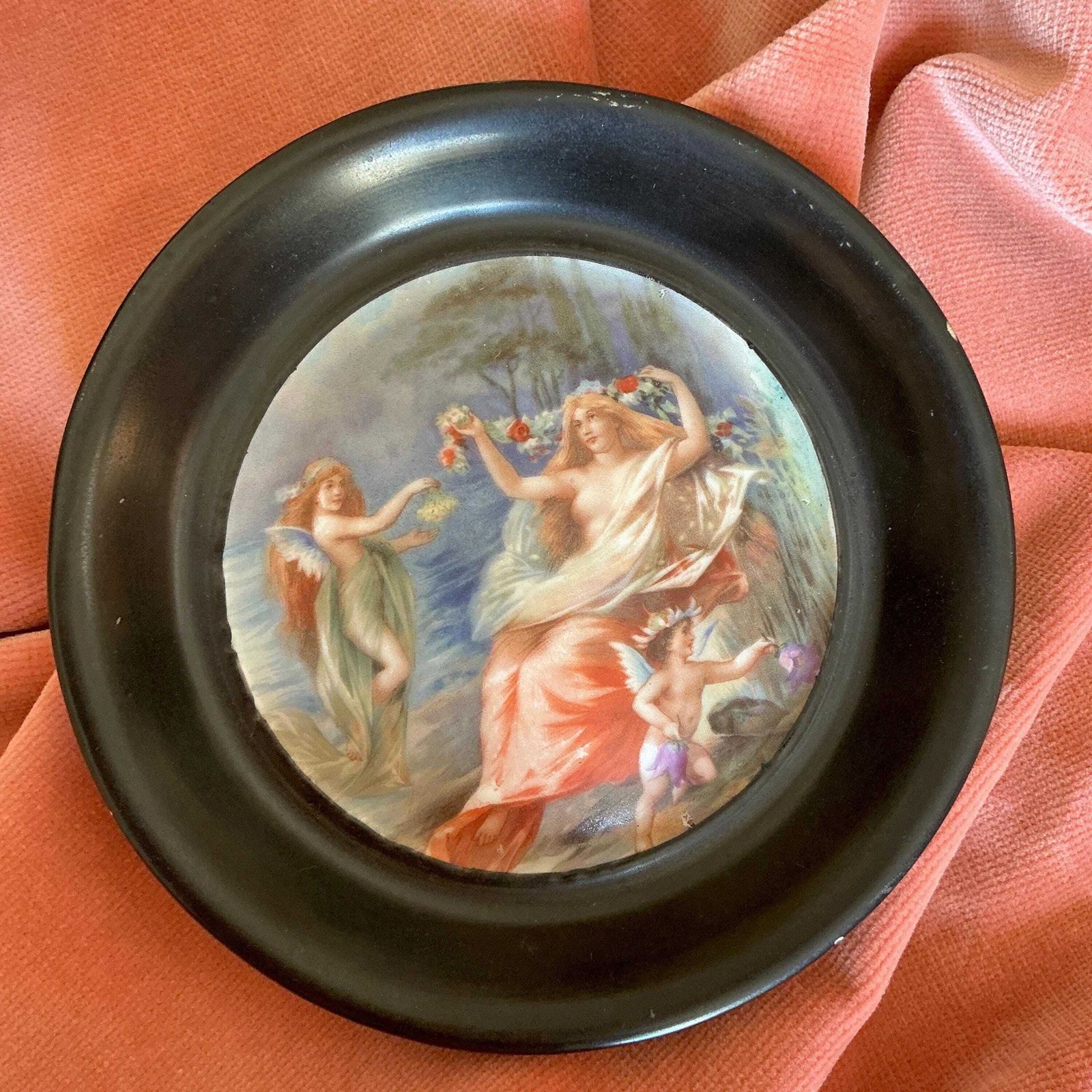 Victorian Fairy Paintings On Porcelain. Wall Plaques Pair, Royal Vienna Style. photo furniture
