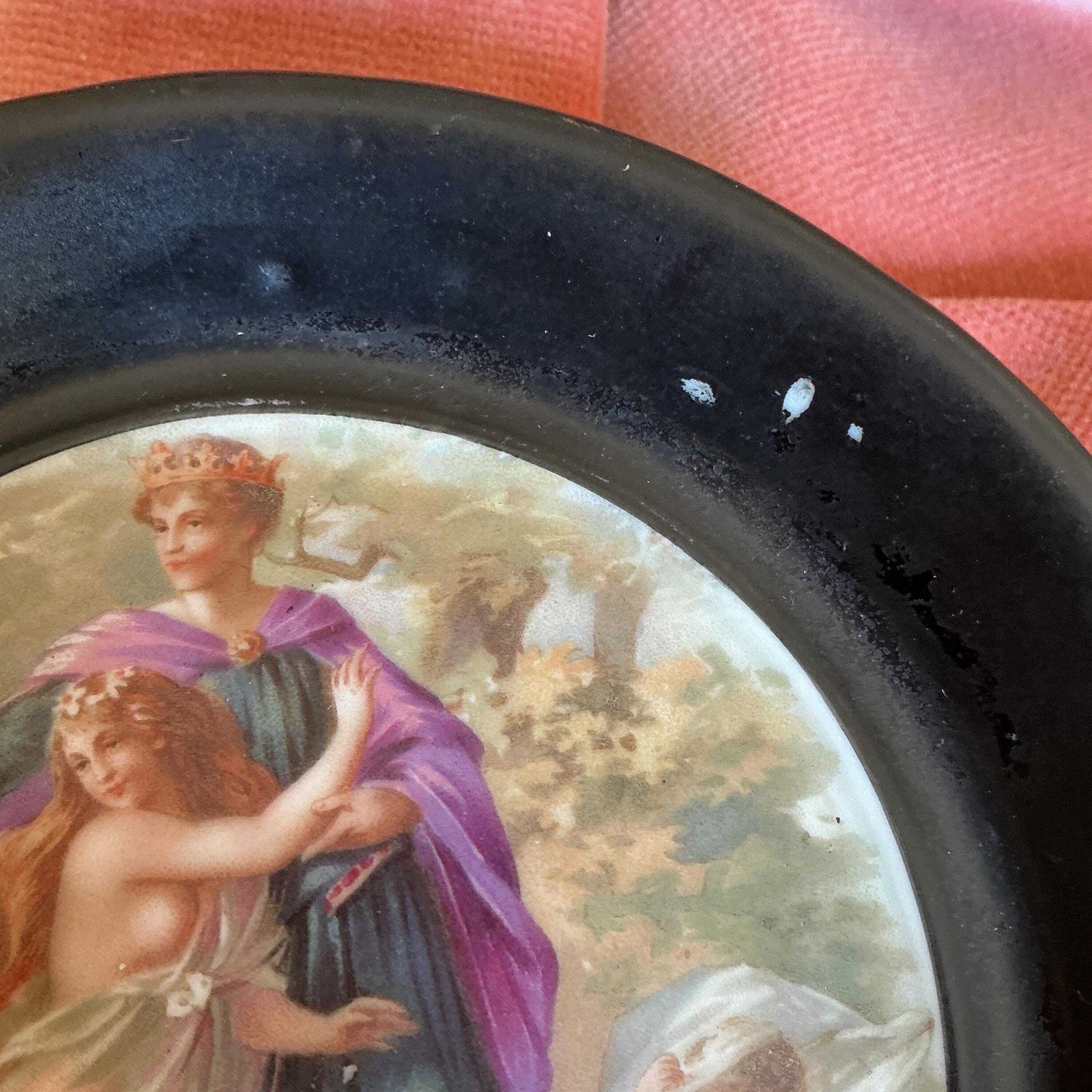 photo vinterior Victorian Fairy Paintings On Porcelain. Wall Plaques Pair, Royal Vienna Style.