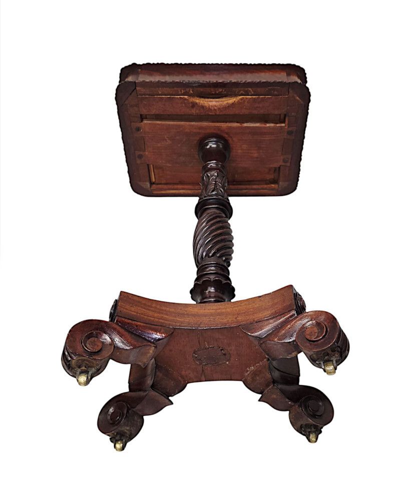 A Very Rare Early 19th Century Regency Small Lamp Or Occasional Table With Carved Base photo vintage