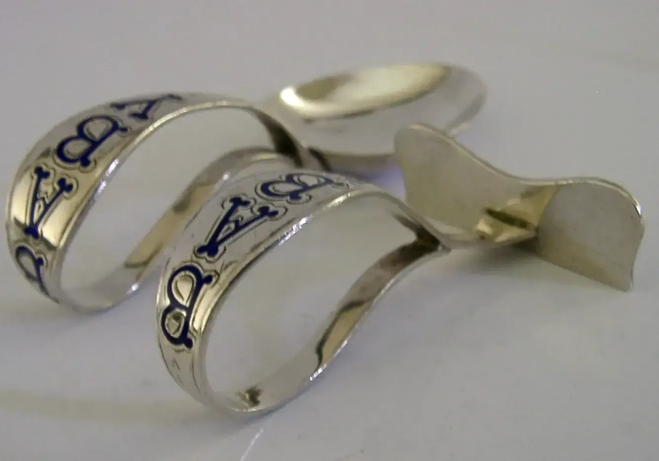 Sterling Zilveren Emaille Baby Voedingsset Doopgeschenk 1922 Antiek photo Woonaccessoires