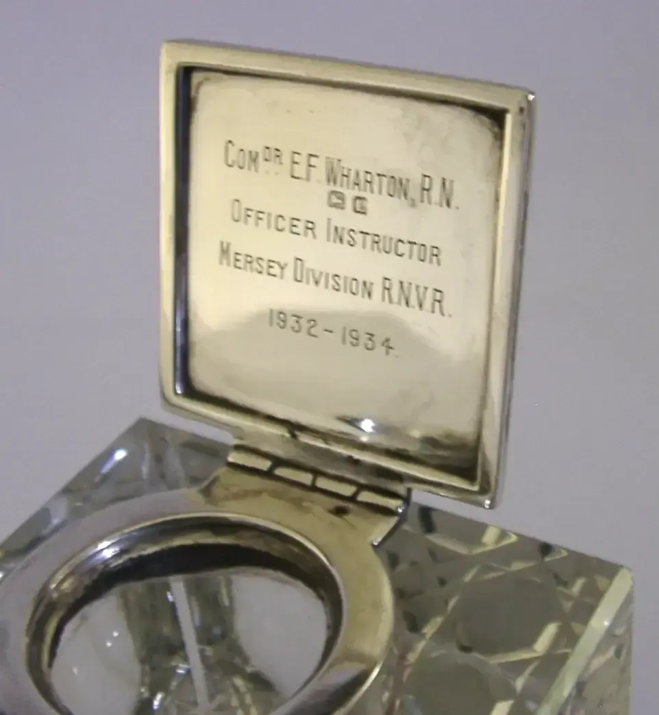 Military Sterling Silver Royal Navy Inkwell Mersey Division 1935 Liverpool