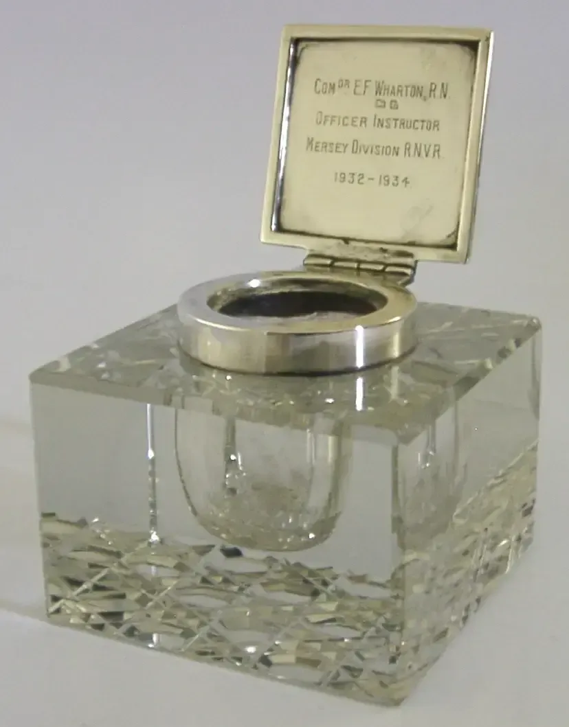 Military Sterling Silver Royal Navy Inkwell Mersey Division 1935 Liverpool photo 170.0