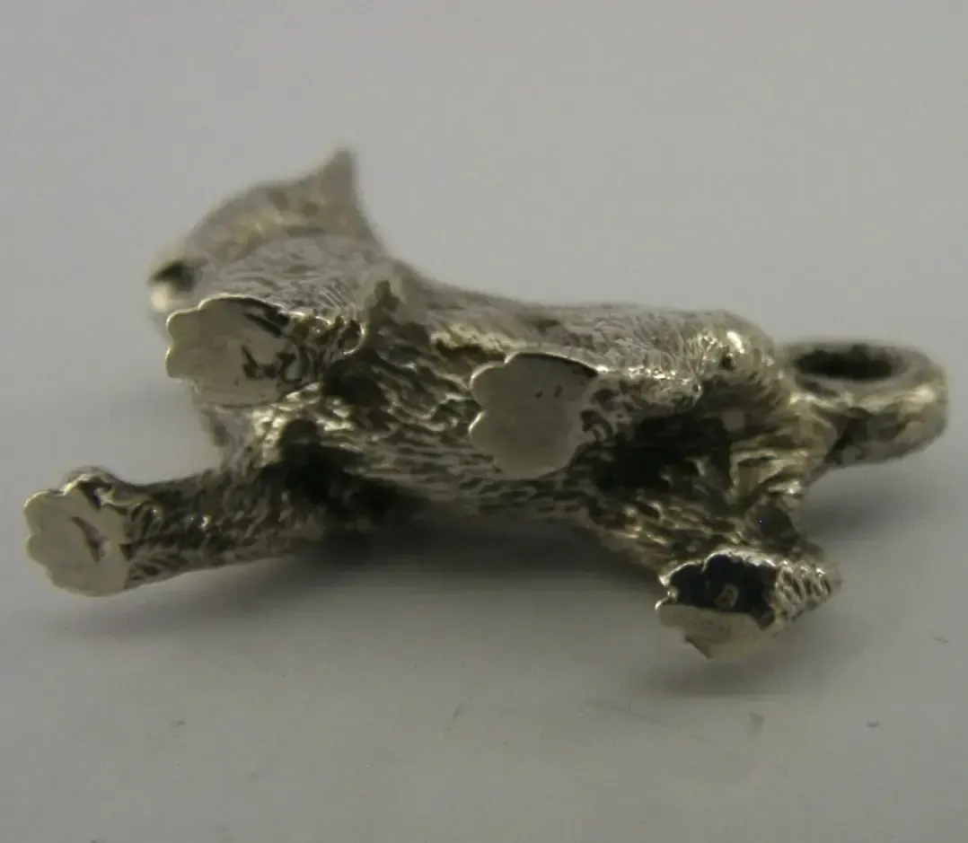 Figurine de chaton en argent sterling anglais, Londres, vers 1993, 18 g photo vinterior