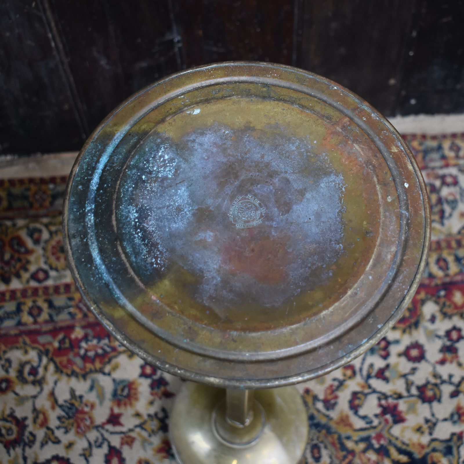 Antique Royal Daalderop Holland Kmd Repousse Brass Column Jardiniere Plant Stand photo vintage