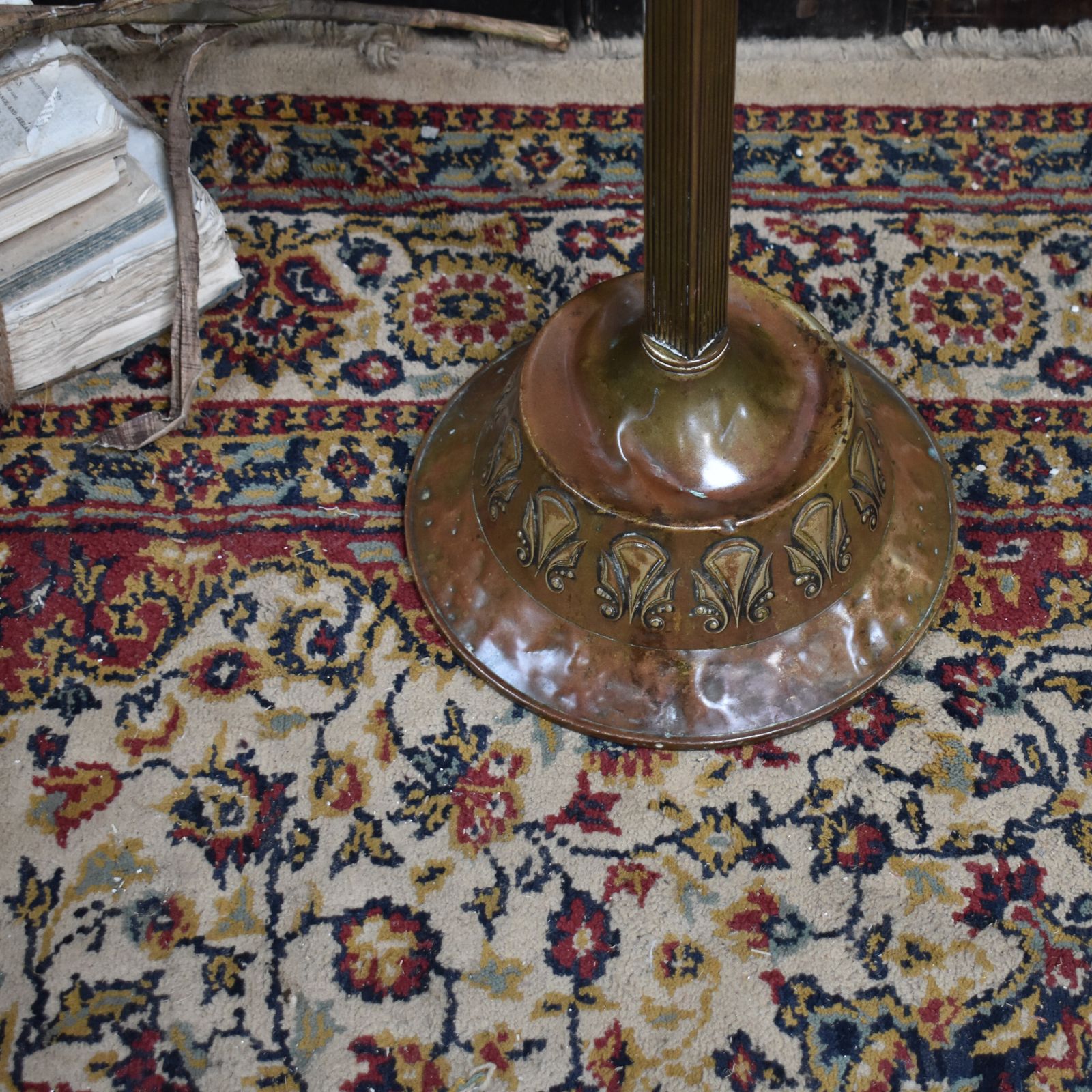 Home Decor Antique Royal Daalderop Holland Kmd Repousse Brass Column Jardiniere Plant Stand photo