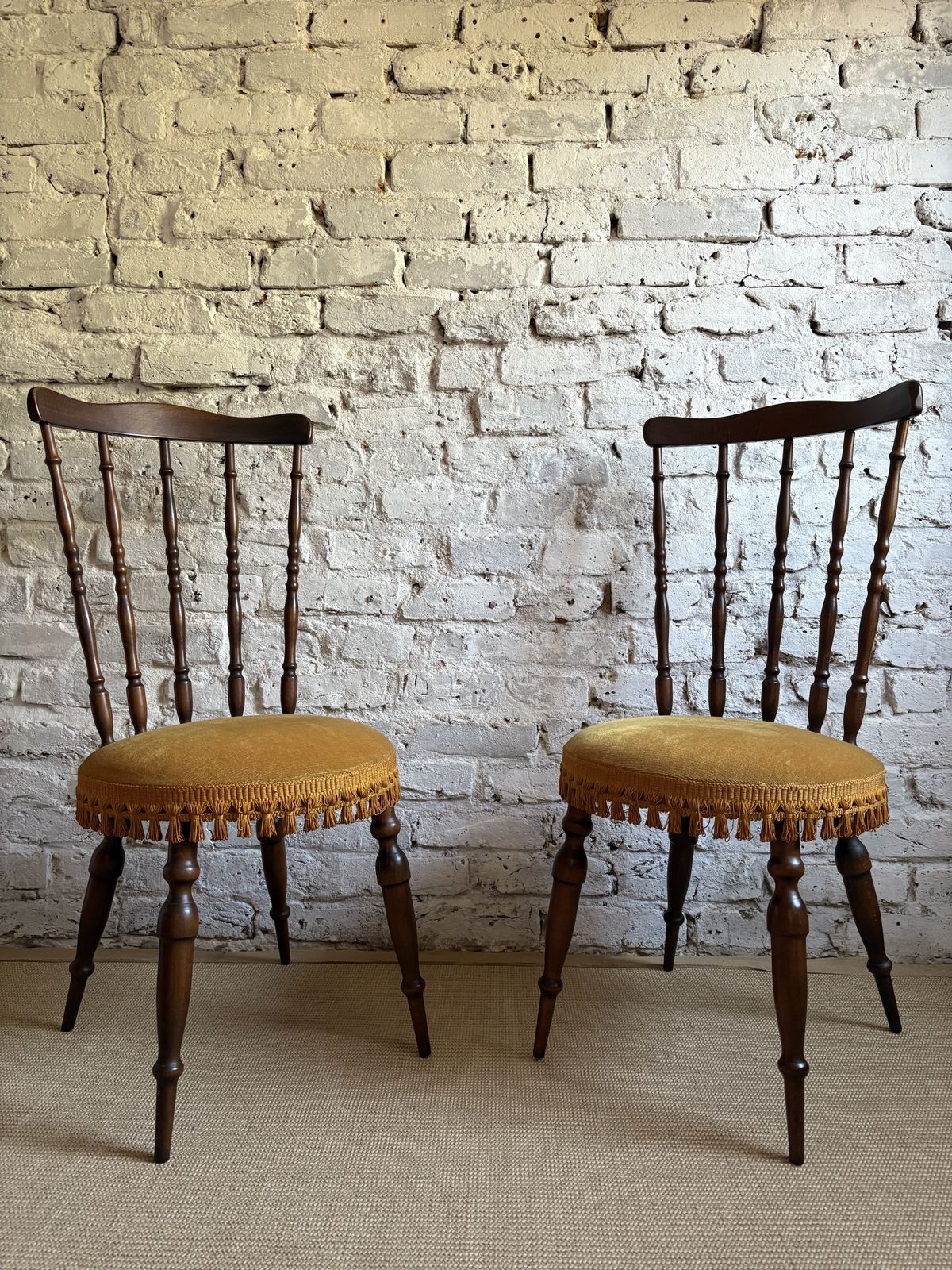 A Pair Of French Upholstered Occasional Chairs With Tassel Trim photo Furniture