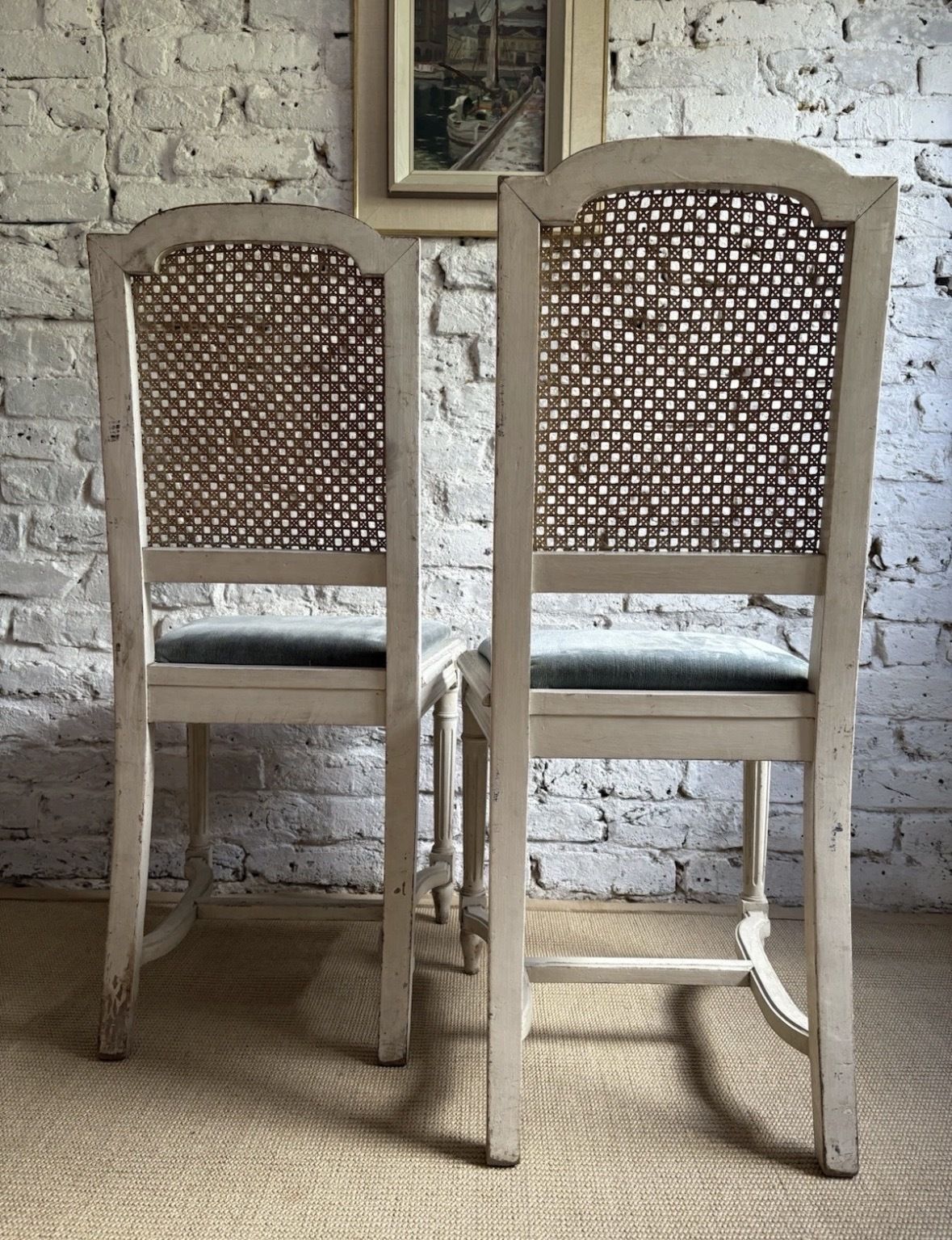 Pair Of French Painted Rattan Chairs photo 395.0