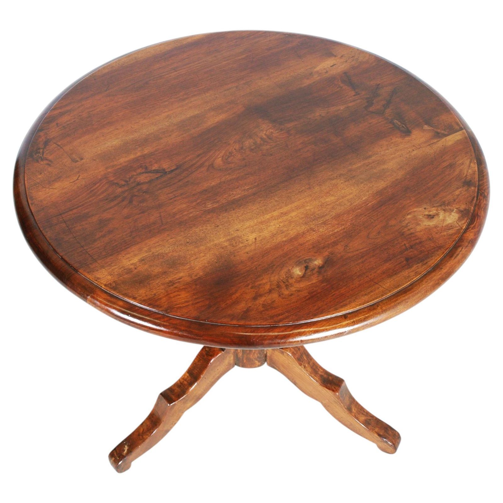 19th Century Italian Walnut Tripod Coffee Table,  Bassano's Ebanistery , Wax Polished photo for sale