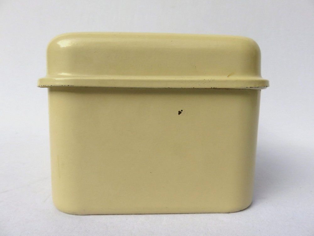 Bauhaus Nickel Plated Metal And Beige Lacquered Biscuit Tin By Marianne Brandt For Ruppel Werke, 1926 photo vinterior