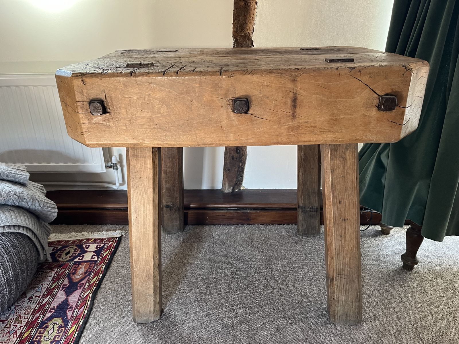 Rare French Antique Pine Butchers Block